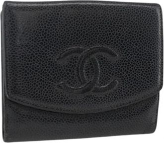 Chanel Pre-owned Vintage Bifold Wallet - Dames - Vintage Accessoires - Zwart - ONE Size - Leer - Vintage