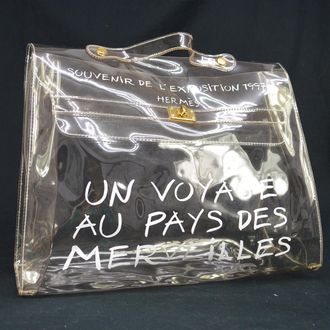 Herm&egrave;s Kelly Souvenir Bag Vinyl Clear Plastic Handbag (Pre-Owned)