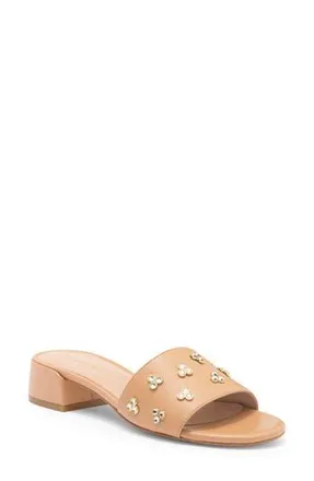 Stuart Weitzman Tammy Crystal Slide Sandal in Golden Beige at Nordstrom Rack, Size 7.5
