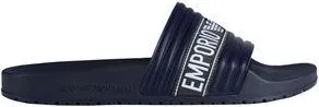 Emporio Armani Navy Blue Slides for Women with Logo Ribbon