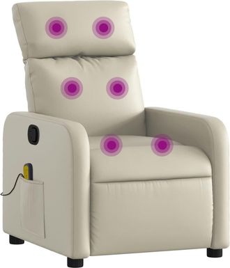 vidaXL Vidaxl - Sill&oacute;n Reclinable De Masaje Cuero Sint&eacute;tico Crema