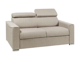 Vente-Unique Sof&aacute; cama de 2 plazas de apertura r&aacute;pida de tela - Beige - Cama 120 cm - Colch&oacute;n 22 cm VIZIR