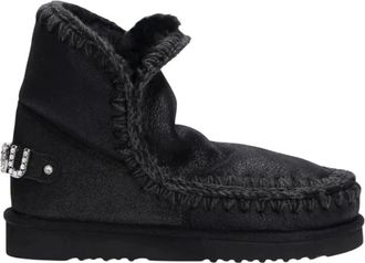 Mou Schoenen, Dames, Grijs, 37 EU, Suède, Suède enkellaarzen met schapenvacht voering