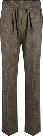 Isabel Marant Straight Trousers, female, Brown, XS, Pinstripe Elasticated Waistband Trousers