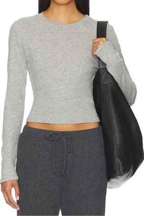 perfectwhitetee Jamie Long Sleeve Top In Heather Grey