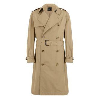 HUGO BOSS Heren, Mantels, Beige, Maat: S Katoen