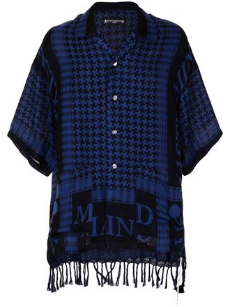 MASTERMIND WORLD geometric logo-print cotton shirt - men - Cotton - L - Blue