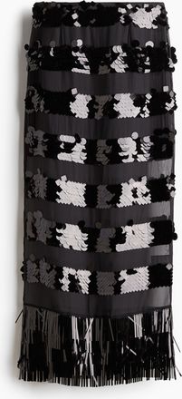 H&M Langer Paillettenjupe - Schwarz