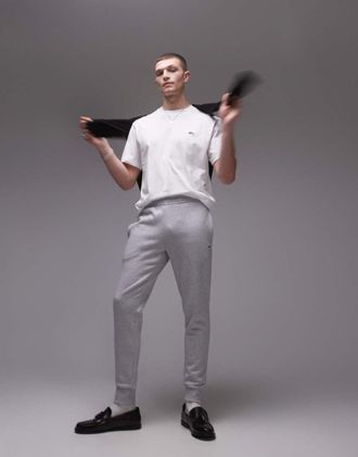 Lacoste Pantaloni della tuta slim grigi con logo-Grigio