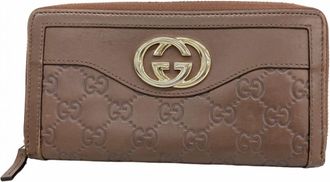 Gucci Brown Leather Long Wallet (Bi-Fold) (Pre-Owned)