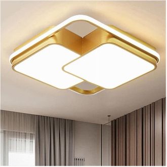 Trade Shop Trade Shop Traesio - Plafoniera Led 48w Quadrato Oro Moderno Lampadario Soffitto Luce Naturale 71455