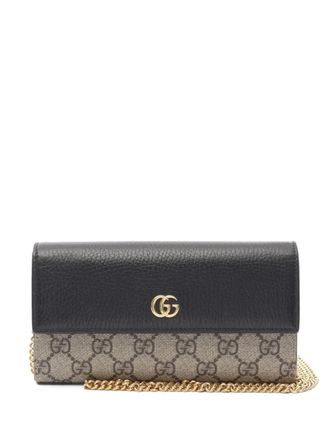 Gucci 2020s GG Marmont chain wallet - women - PVC/Canvas/Leather - One Size - Neutrals