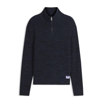 HUGO BOSS Relaxed-fit zipper-neck sweater with moulin&eacute; texture