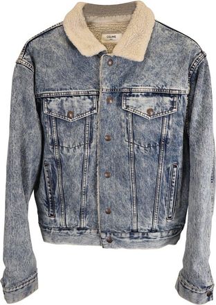 Celine Celine Oversized Shearling-Lined Bleached Denim Jacket (Authentic Pre-Loved)