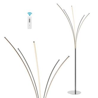 Jonathan Y Designs Fuochi Modern Minimalist Metal 5-Branch Arc Dimmable Integrated LED Floor Lamp with Remote Control in Chrome at Nordstrom