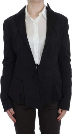 Exte Elegante Zwarte Stretch Blazer Jas - Dames - Blazers - Zwart - L - Katoen - Jassen