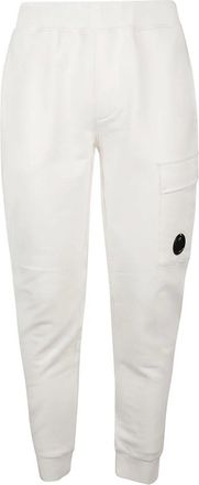 C.P. Company C.p. Company - Fleece Sweatpants met taps toelopende pijpen - Heren - Broeken - Wit - Maat: XL Fleece