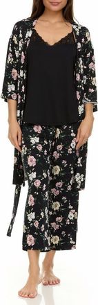Flora Nikrooz Madison 3-Piece Travel Pajamas in Black at Nordstrom Rack, Size X-Large