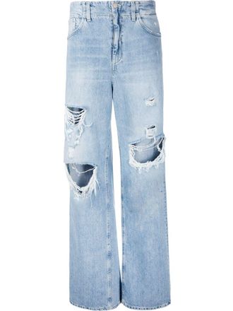 Dondup Gerafelde jeans met riemlus - Blauw