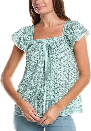 Max Studio Square Neck Flutter Sleeve Blouse
