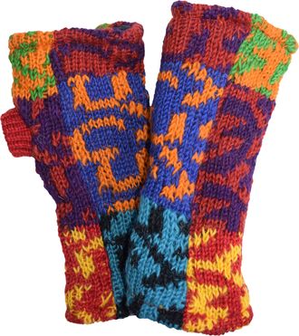 Gheri Womens Warm Woolen Fleece Lined Hand Knitted Mittens Gloves Handwarmers P