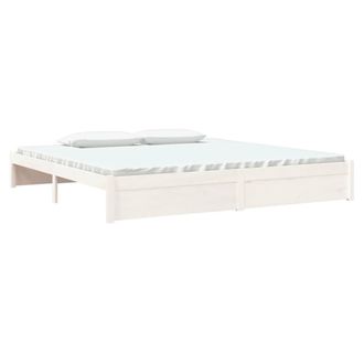 Berkfield Home Beautiful Bed Frame White Solid Wood 200x200 cm