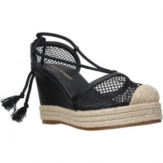 Carrano Womens Adella Wedge Fishnet Sandal In Black