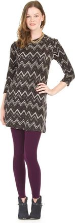 Papillon Chevron Print 3/4 Sleeve Sweater Dress In Black