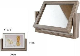 Trade Shop Trade Shop - Cornice Per Foto Fotografie Con Specchio 10 X 15 Cm Doppia Girevole In Legno