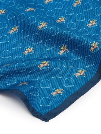 Oliver Brown Horse and Stirrup Pocket Square - Navy