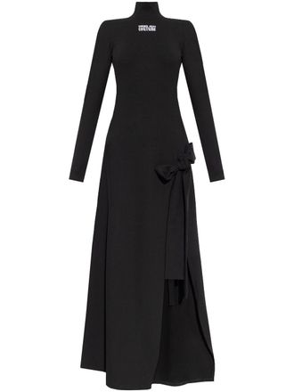 Versace Jeans Couture Jurk met oversized strik en lange mouwen - Zwart