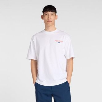 New Balance Hombre OS Retro Running T-Shirt en Blanco, Algodón, Talla 2XL