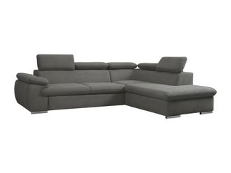 VENTE-UNIQUE.COM Sof&aacute; rinconera poli&eacute;ster 5 plazas gris antracita 271x221cm