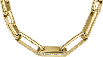 Fossil Womens Archival Glitz Gold-Tone Brass Chain Necklace