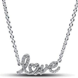Pandora Sparkling Handwritten Love Collier Necklace
