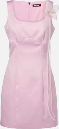 Rotate Abito corto in raso con applicazione floreale