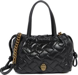 Kurt Geiger Small Kensington Leather Drawstring Tote in Black at Nordstrom Rack