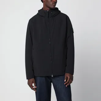 Stone Island Giacca con cappuccio nera in materiale tecnico