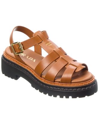 Prada Logo Leather Sandal