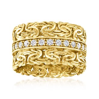Ross-Simons CZ Byzantine Ring in 18kt Gold Over Sterling