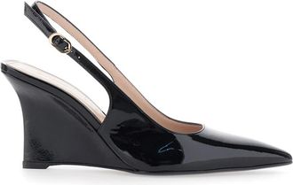 Stuart Weitzman Schoenen, Dames, Zwart, 39 EU, Leer, Vinnie Sling Wedge 85