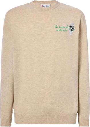 MC2 Saint Barth Truien & Vesten, Heren, Beige, L, Kasjmier, Rondgebreide trui