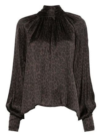 So Allure animal-print blouse - women - Polyester - 44 - Brown
