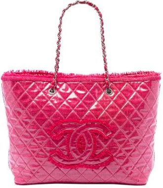 Chanel Pre-owned Funny Tote - Dames - Vintage Shopper - Roze - ONE Size - Leer - Vintage