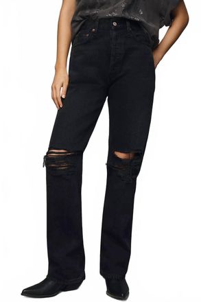 A Gold E Pinch Distress High-Rise Straight-Leg Jeans In Fuse