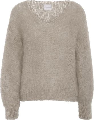 Americandreams Milana Mohair Knit - Dames - V-hals truien - Beige - XL - Wol - Truien & Vesten