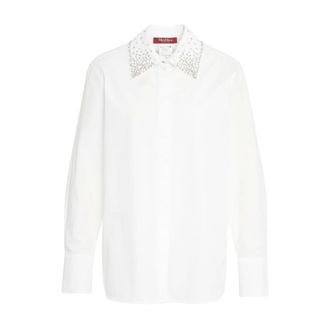 Max Mara Overhemden, Dames, Wit, M, Katoen, Staffa Shirt