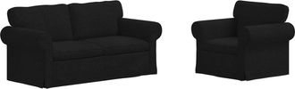 vidaXL Juego De Sof&aacute; 2 Uds. Negro Tela Vidaxl