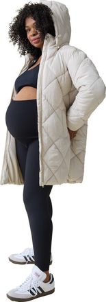 Ingrid & Isabel Maternity Longline Puffer in Stone at Nordstrom, Size X-Large