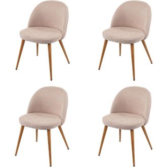 Hhg non utilizzato] Set 4x sedie poltroncine 631 design retro anni 50 trapuntate metallo tessuto beige
